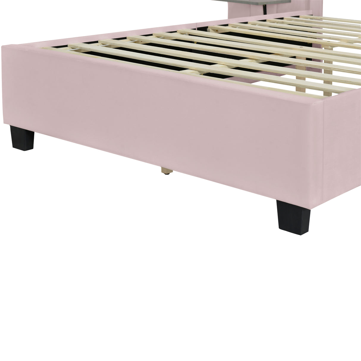 Full Size Upholstered Platform Bed with Tall Headboard, Pink