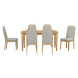 TREXM 7-Piece Farmhouse Dining Set With 6 high-back Chairs f (Natural Wood Wash)