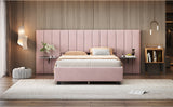 Full Size Upholstered Platform Bed with Tall Headboard, Pink