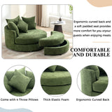 360° Swivel Accent Barrel Chair With Storage Ottoman & 4 Pillows, Modern Chenille Leisure Chair Round Accent For Living Room