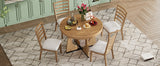 TREXM 5-Piece Dining Set With Table, 16-inch Leaf and 4 Upholstered Chairs (Natural)