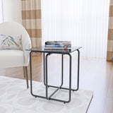 Modern Tempered Glass Coffee Table End Table Side Table For Living Room, Bedroom