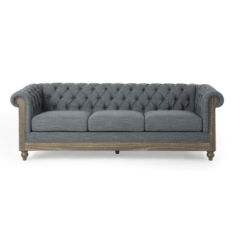 Transitional Sofa with Wood Legs and Details - Gray