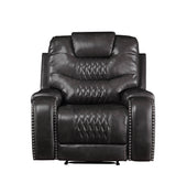 Braylon - Magnetite Synthetic Leather Manual Recliner Chair - Brown