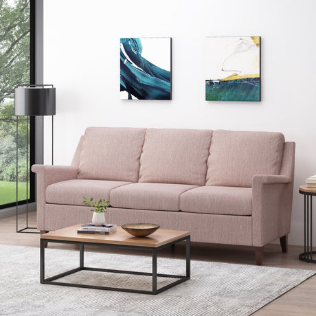 Sofa With Wood Legs - Light Pink