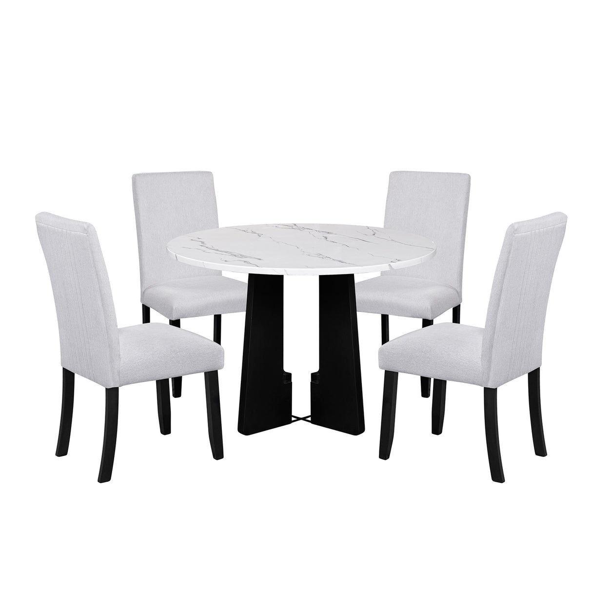 5-Piece Faux Marble Round Dining Table set