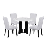 5-Piece Faux Marble Round Dining Table set