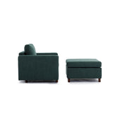 Single Seat Module Sofa Sectional Couch With Armrest With 1 Ottoman, Cushion Covers Non-Removable And Non-Washable