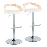 Grotto - Contemporary Adjustable Barstool, Swivel With Rounded T Footrest (Set of 2)