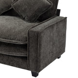 112.6" Chenille Upholstered Sofa with Two Ottomans, Two USB Ports, Two Cup Holders and Large Storage Box -Dark Gray