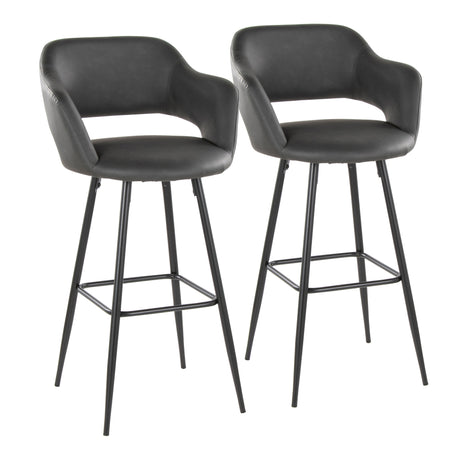 Margarite - Contemporary Fixed Height BarStool With Square Footrest (Set of 2)