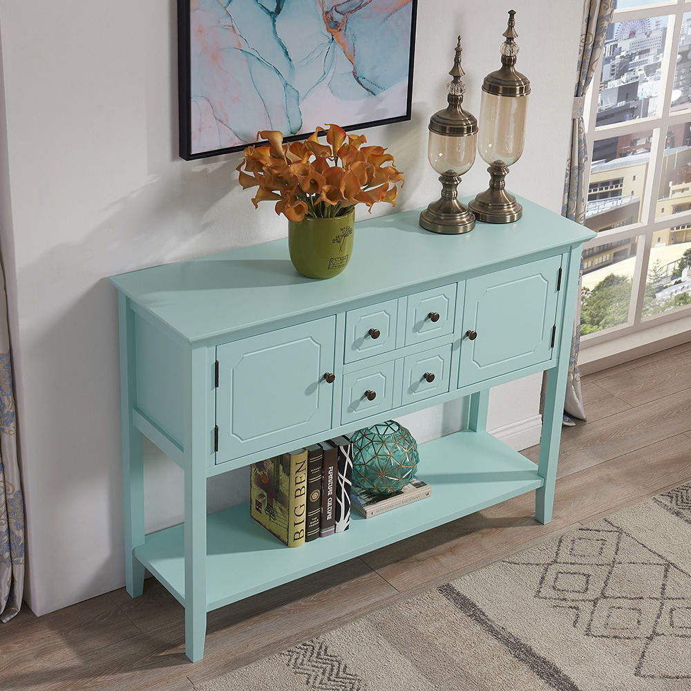 Accent Cabinet With Doors - Aqua Green