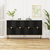 Carved 4 Door Cabinet With Storage - Black