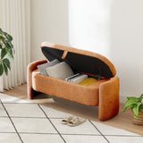 Ottoman Oval Storage Bench, 3D Lamb Fleece Bench With Large Storage Space For The Living Room, Entryway And Bedroom