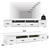 High Glossy TV Stand With 4 Storage Drawers and LED For TVs Up To 90 - White