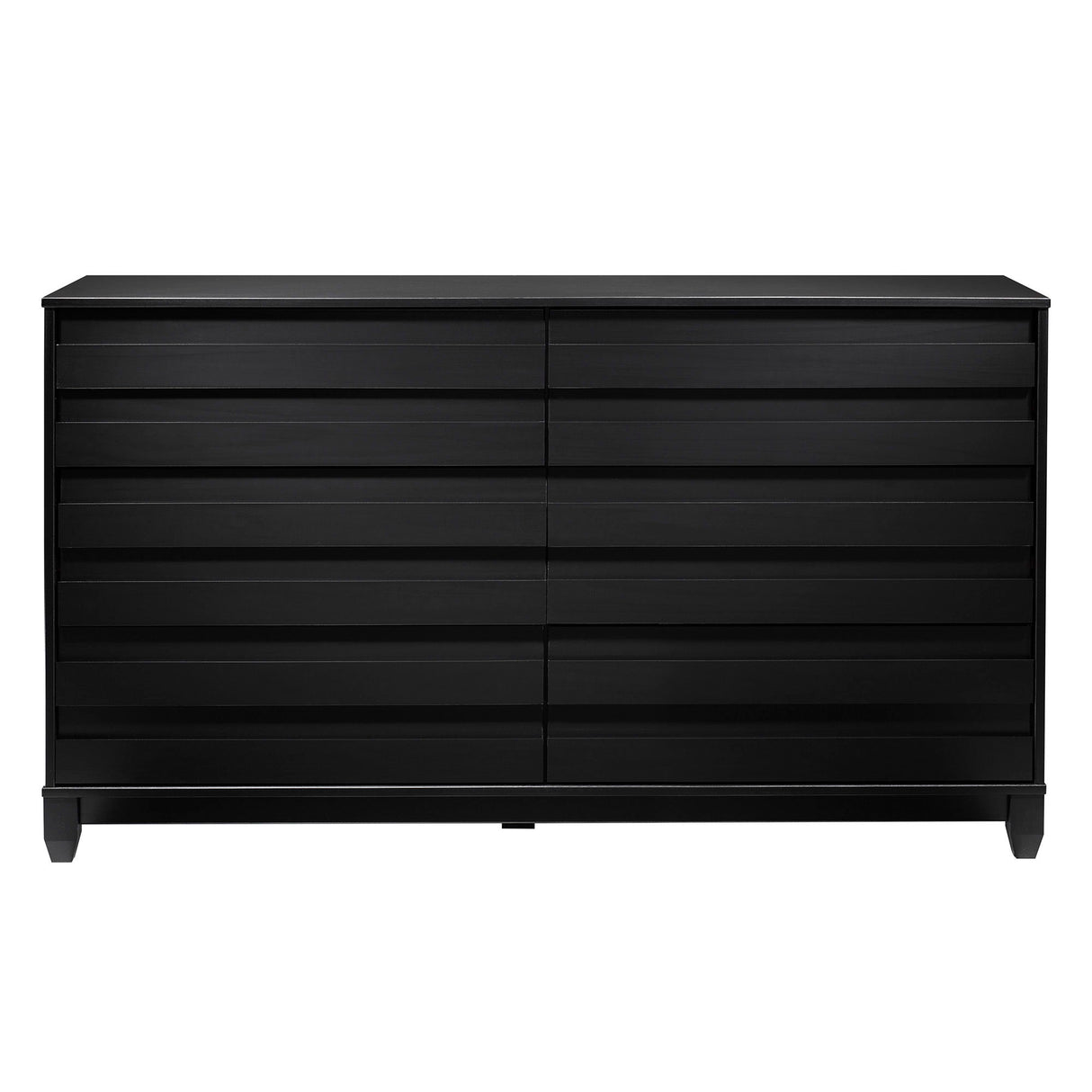 Modern 6 Drawer Solid Wood Dresser With Channel Pulls - Black