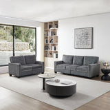 Corduroy Living Room Set Including Sofa and Love Seat -  Dark Grey