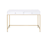 Ottey - High Gloss Gold Writing Desk - White