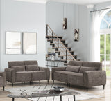 Valentina 74" Gray Chenille Sofa and Loveseat Living Room Set