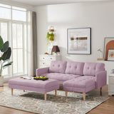 Sofa Chaise with Ottoman - Pink