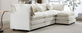 112.2" Chenille Upholstered Sofa with Ottoman and 5 Pillows - Off White