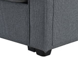 114.2" Upholstered Sofa with Console, 2 Cupholders, 2 USB Ports for Wired or Wireless Charge with 4 Pillows - Charcoal Gray