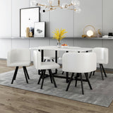 Modern 7 Piece Dining Set with 6 Upholstered Chairs - White