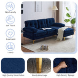 83" Modern Velvet Sofa Chaise - Blue