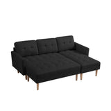 Right Facing Sofa Chaise with Ottoman - Black