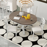 TREXM 5-Piece Dining Set with Butterfly Leaf and 4 Upholstered Chairs (Brown+Antique White)