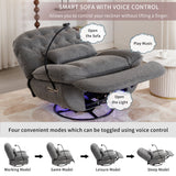 270° Swivel Power Recliner With Voice Control - Bluetooth Music Player, USB Ports, Atmosphere Lamp, Hidden Arm Storage And Mobile Phone Holder For Living Room, Bedroom, Apartment