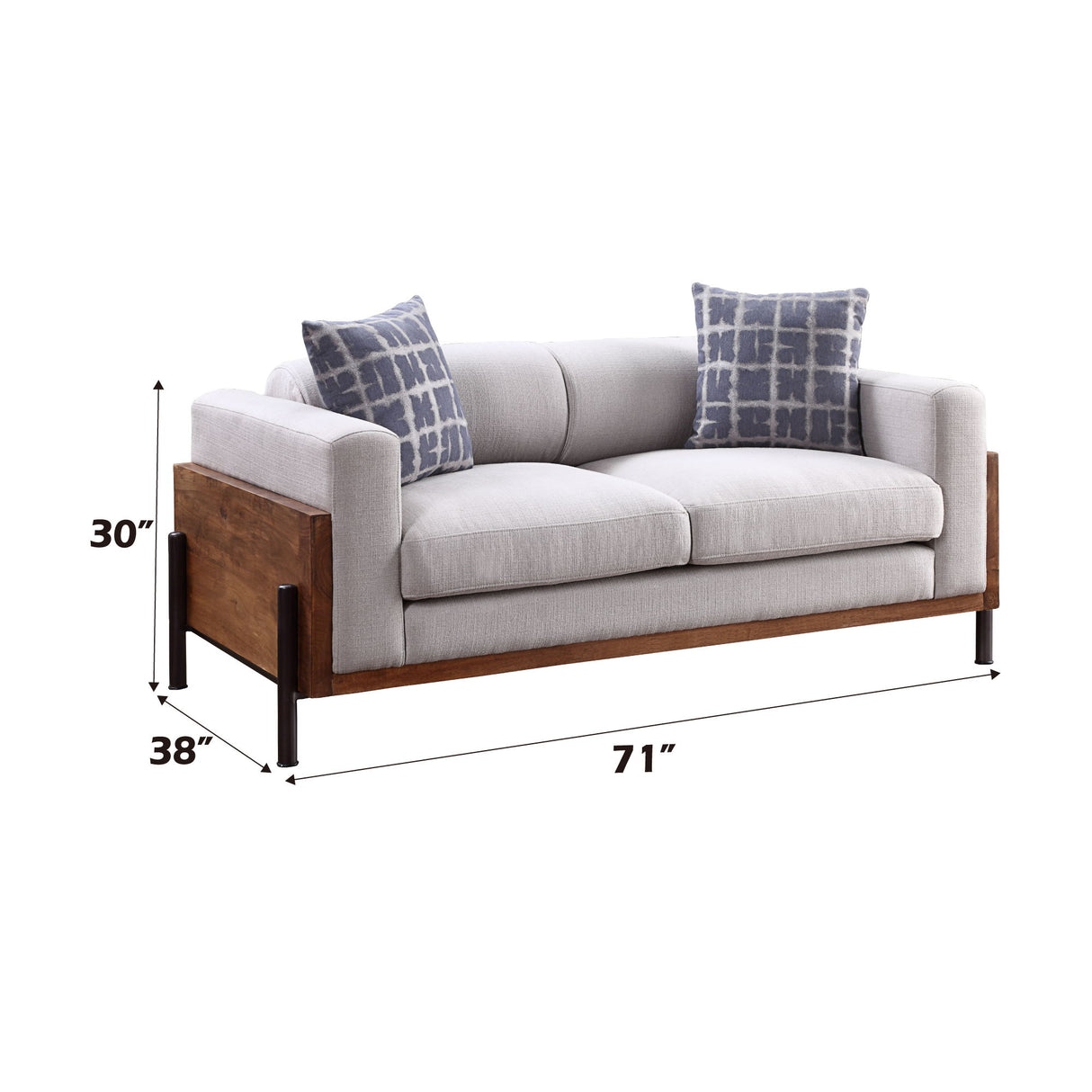 Pelton - Loveseat With 2 Toss Pillows - Walnut