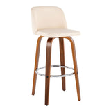 Toriano - Mid Century Modern Fixed Height, Barstool With Swivel With Round Footrest (Set of 2)