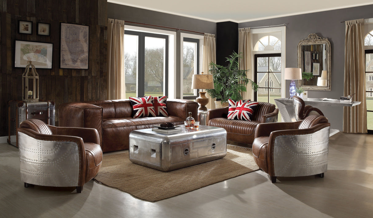 Brancaster - Top Grain Leather Living Room Set - Brown