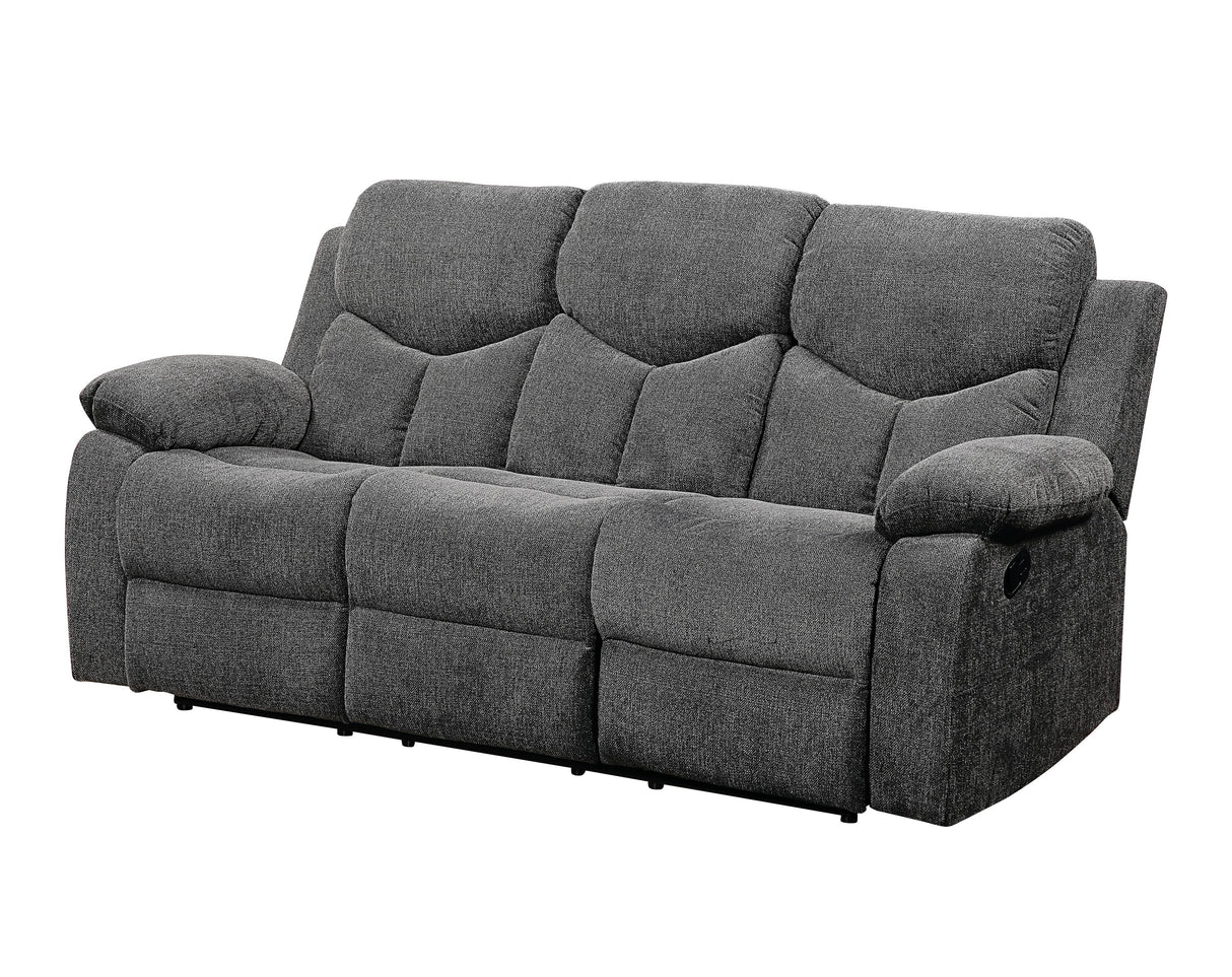 Kalen - Chenille Sofa With Drop Down Table - Gray