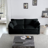 Modern Chenille 3 Piece Living Room Set - Black