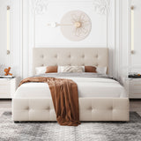 Upholstered Platform Bed With Classic Headboard And 4 Drawers, No Box Spring Needed