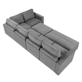 121.3" Modular Sectional Sofa with Two Movable Ottomans, Gray