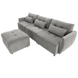 113.3" Modular Sectional Sofa with Ottoman, USB and USB-C Ports, Gray