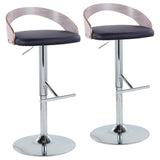 Grotto - Contemporary Adjustable Height Barstool With Swivel With Straight T Footrest (Set of 2)