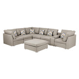 Lucy - Fabric Reversible Modular Sectional Sofa With Console And Ottoman - Beige