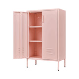 Pink Steel Double Door Storage Cabinet With Handles - Pink