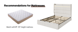 Upholstered Queen Bed with Storage Headboard, 4 Drawers, LED Lights & Charging Station - Beige