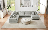 129" Oversized U-shaped Sofa Sectional in Soft Corduroy with a Chaise Lounge , Grey