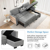 Sleeper Sofa Chaise with Storage  and USB Charger - Gray