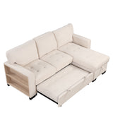 Sleeper Sofa Chaise with Storage  and USB Charger - Beige