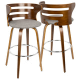 Cosini - Mid Century Modern Fixed Height Barstool With Swivel (Set of 2)