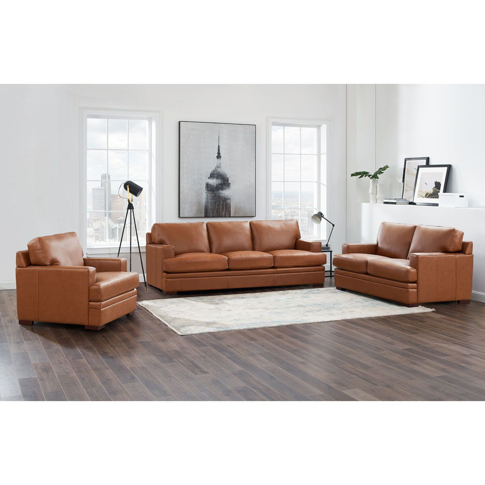 Georgia - Leather Loveseat - Chestnut