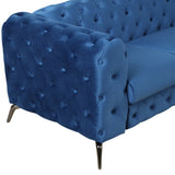 85.5" Velvet Upholstered Sofa with Sturdy Metal Legs, Blue