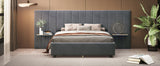 Queen Size Upholstered Platform Bed with Tall Headboard, Gray